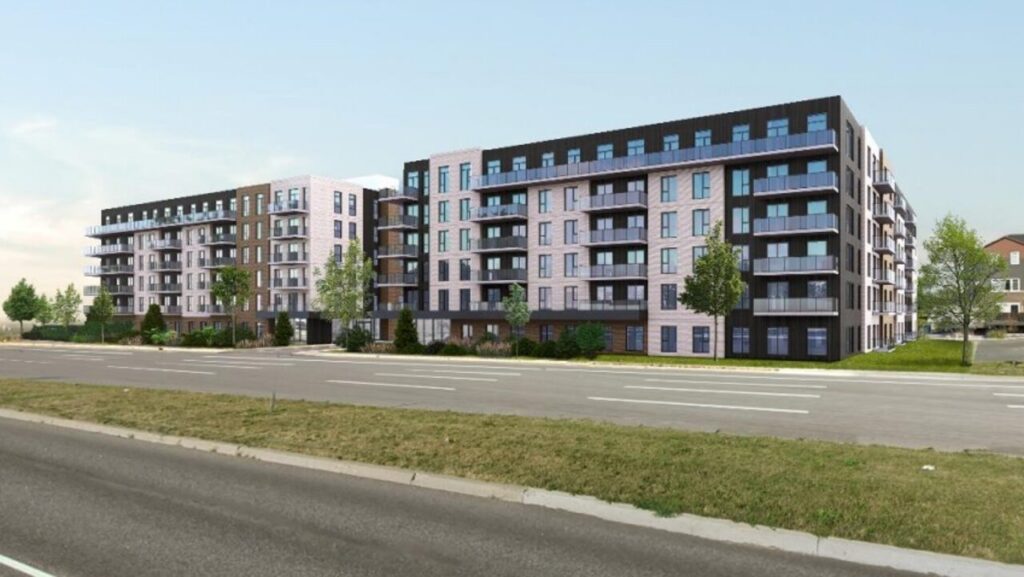 A mockup made by Quebec-based Sina, representing two future six-storey buildings on March Road in Kanata.